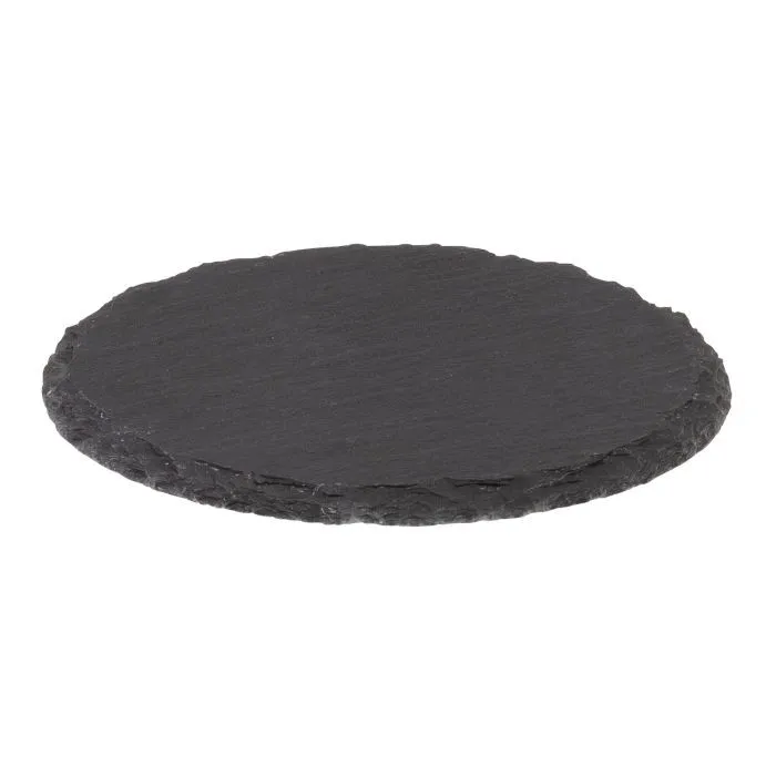 Glas-Untersetzer aus Natur-Schiefer, rund, 4 Stück im Set mit je Ø 10cm