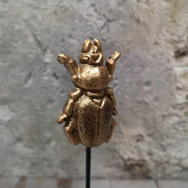 Amon Scarab Figur Deko Dekofigur – Goldener Skarabäus auf Sockel, H30 cm – Bild 2