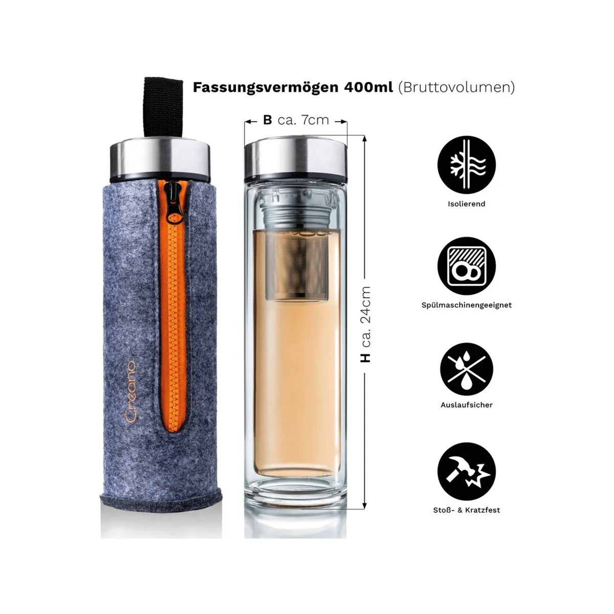 Creano Thermo Teamaker mit Filztasche | 400ml – Bild 5