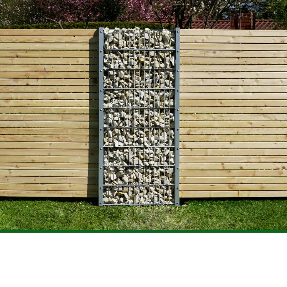 Gabionenzaun mit Steinfüllung, silber – Bild 6