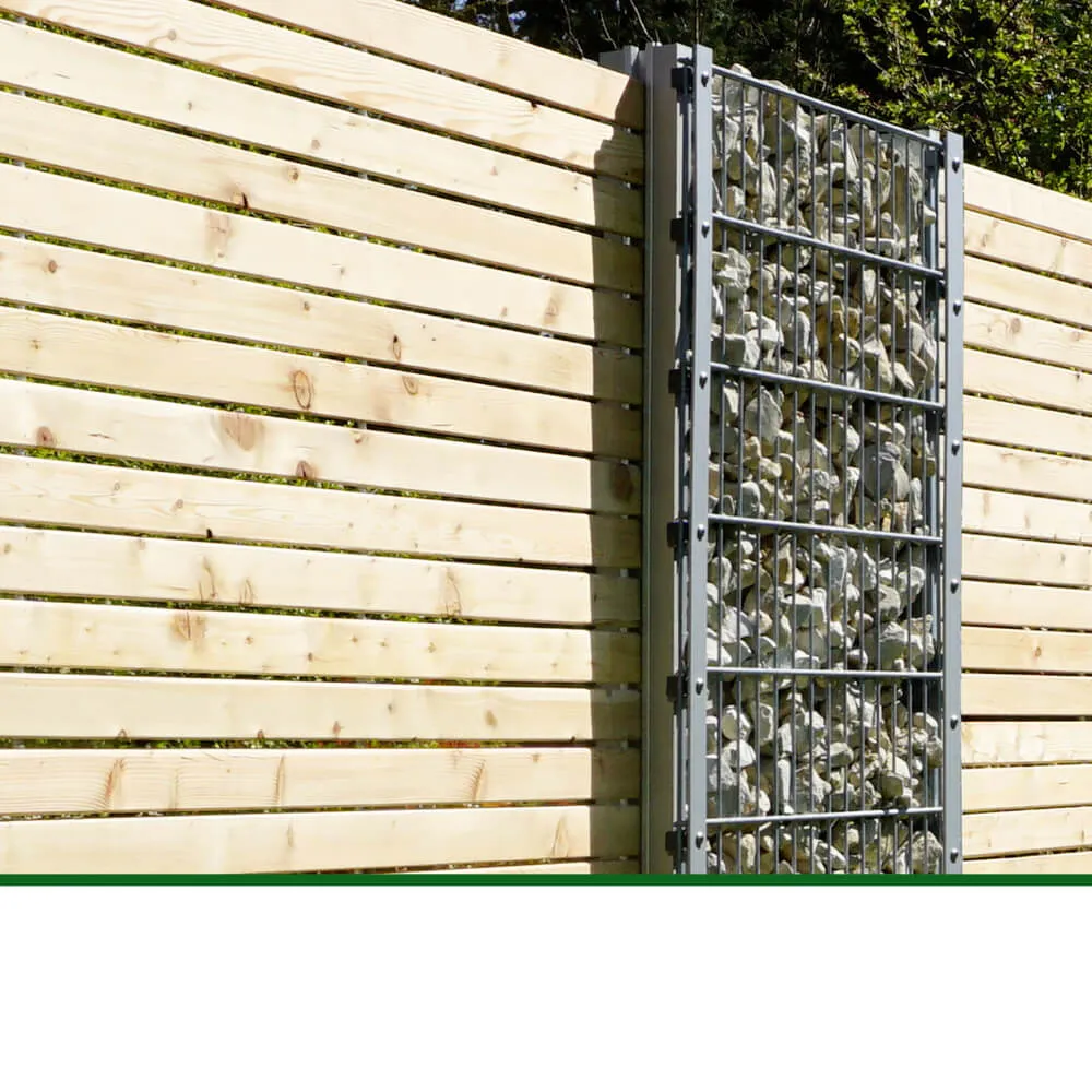 Gabionenzaun mit Steinfüllung, silber – Bild 5