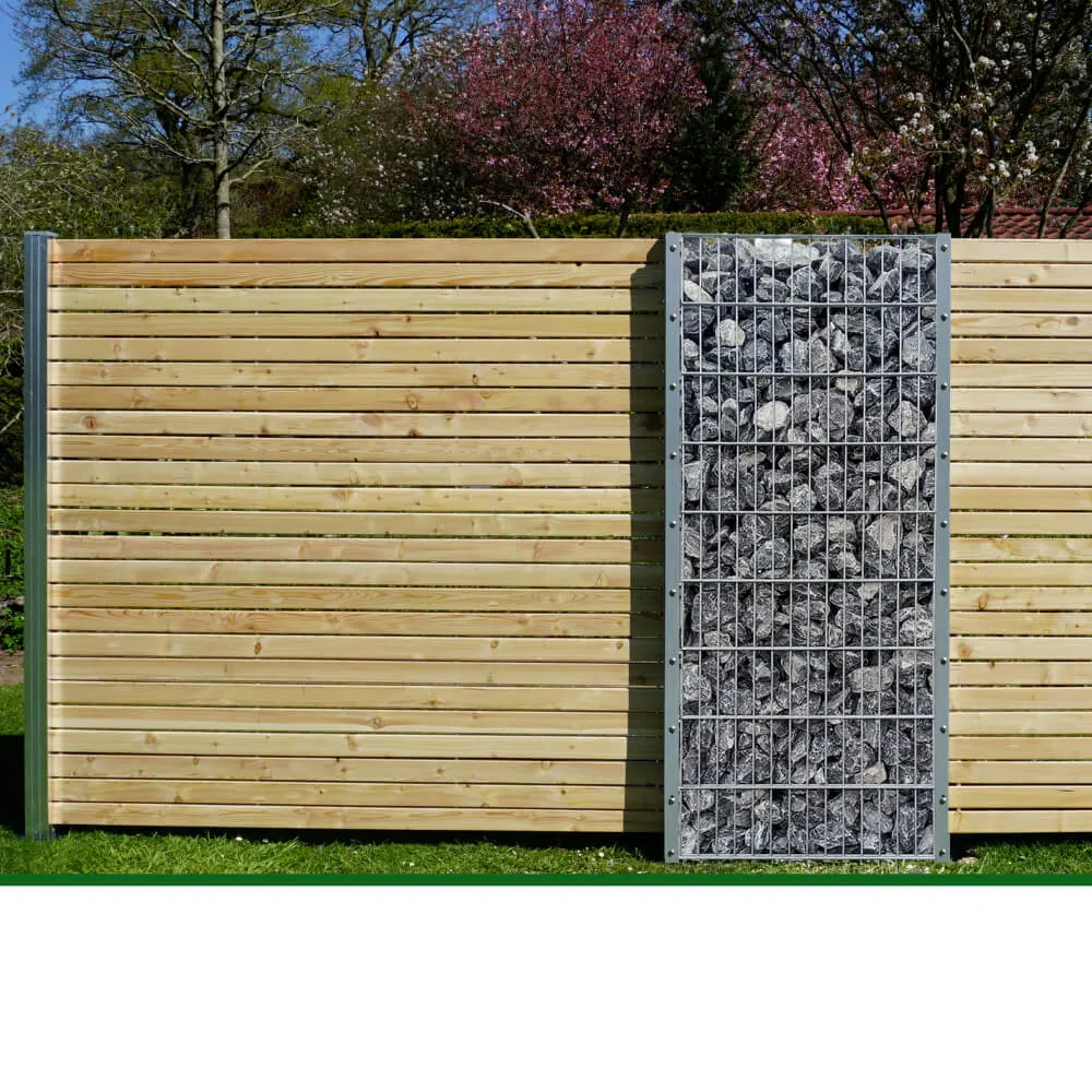 Gabionenzaun mit Steinfüllung, silber – Bild 4