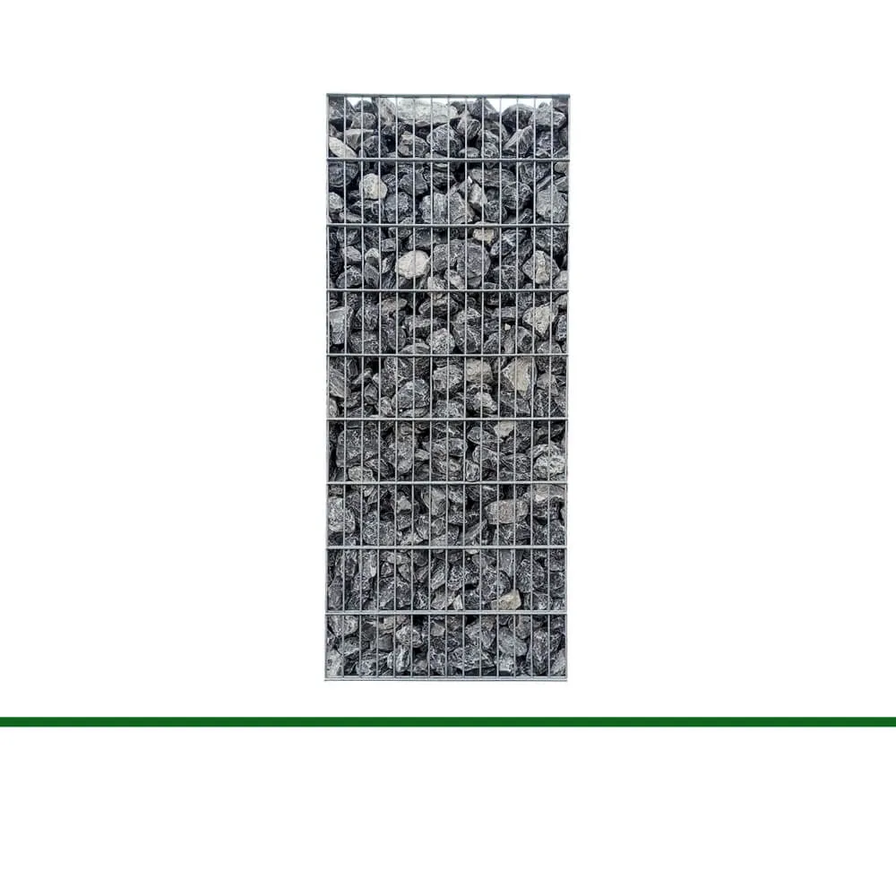 Gabionenzaun mit Steinfüllung, silber – Bild 2