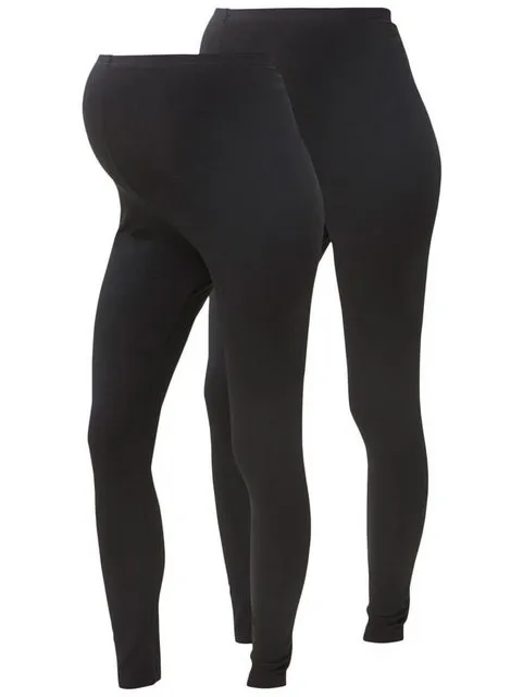 Mamalicious Umstandsleggings 2er Umstands Leggings Bauch Yoga Hose für Schwangere (2-tlg) 3111 in Schwarz
