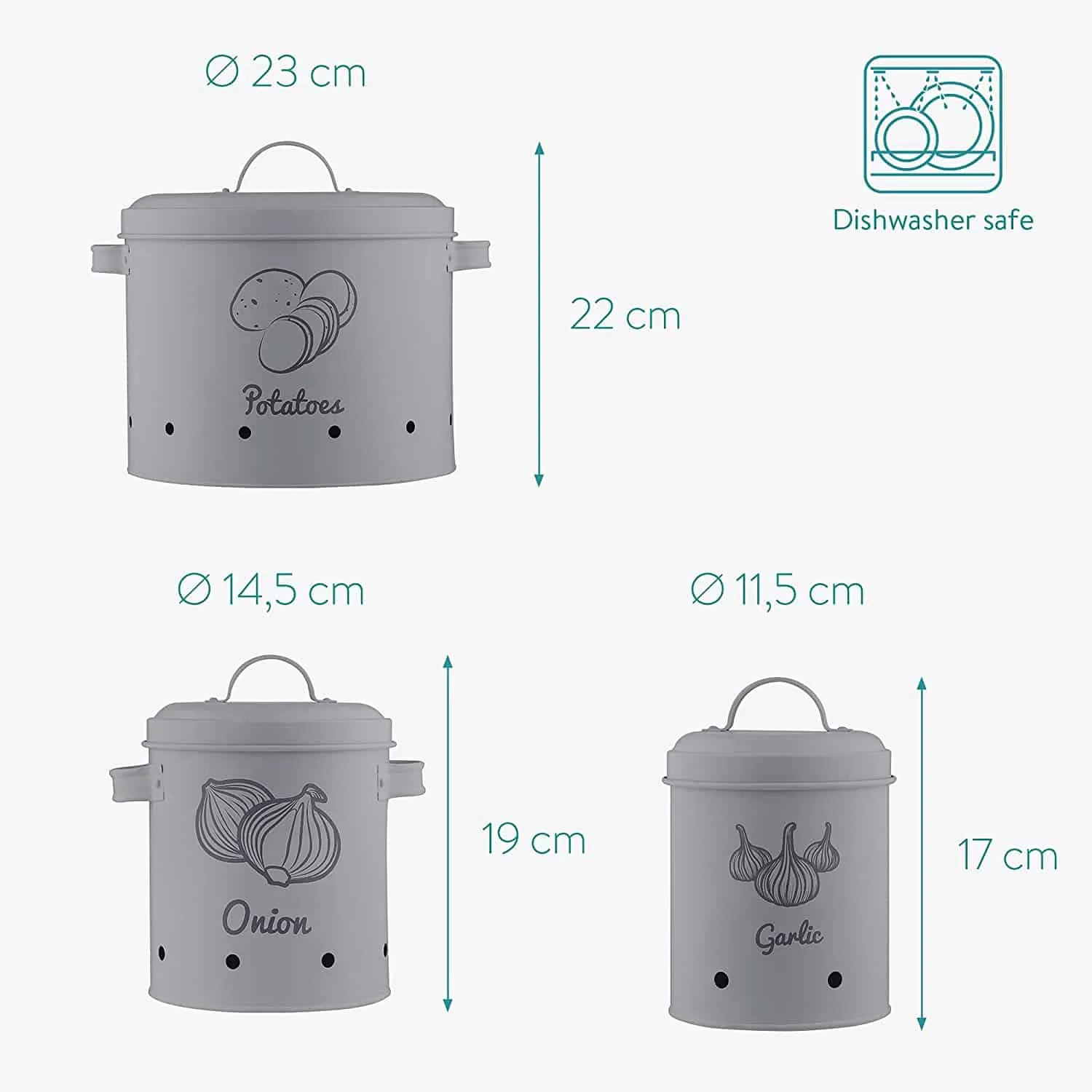 Navaris Vorratsbehälter Aufbewahrung Behälter Set für Kartoffeln Zwiebeln Knoblauch – Bild 4