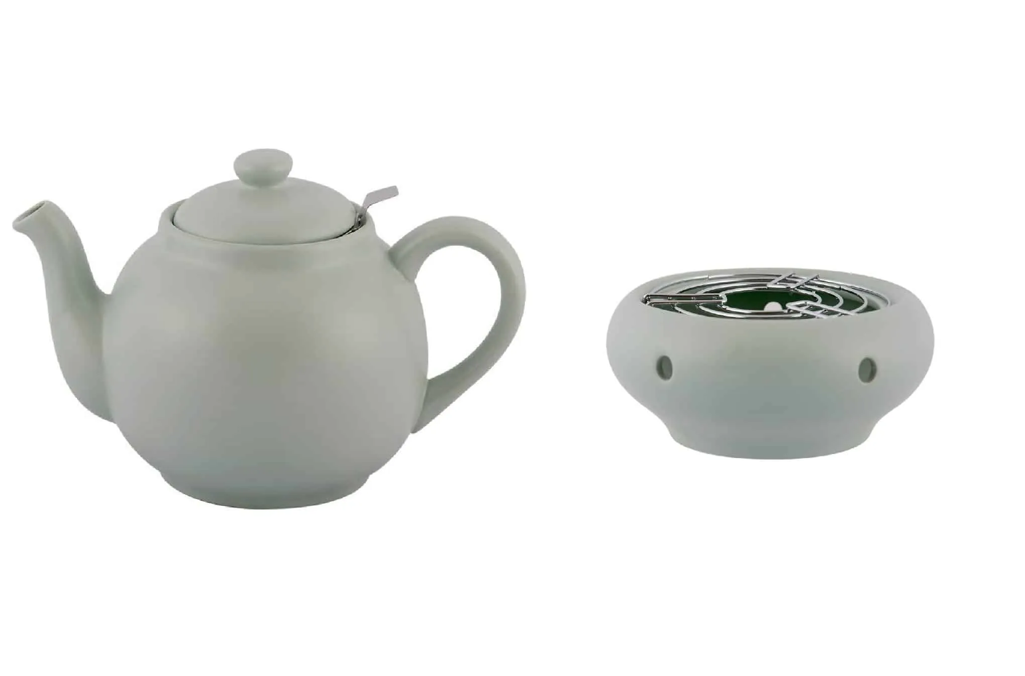 Plint Teekanne mit Sieb aus Edelstahl inkl. Stövchen Steingut 1,5 Liter Vintage Design Landhausstil