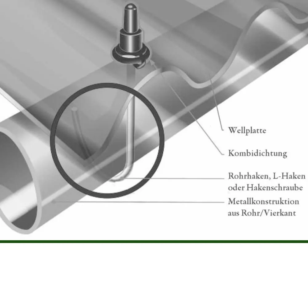 Rohrhaken M6 mit Mutter, für Profil 70/18 und 76/18 – Bild 4