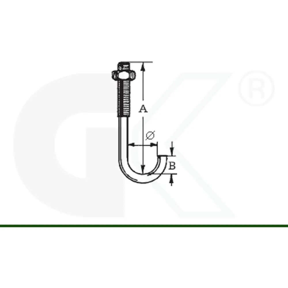 Rohrhaken M6 mit Mutter, für Profil 70/18 und 76/18 – Bild 2