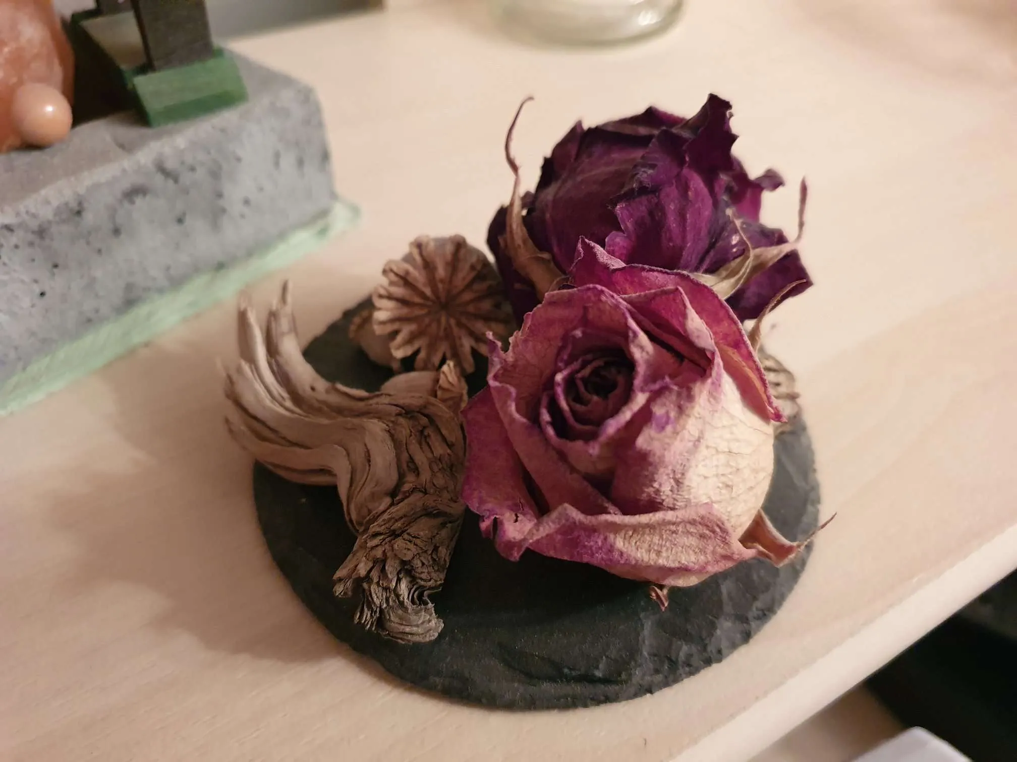 Glas-Untersetzer aus Natur-Schiefer, rund, 4 Stück im Set mit je Ø 10cm – Bild 3