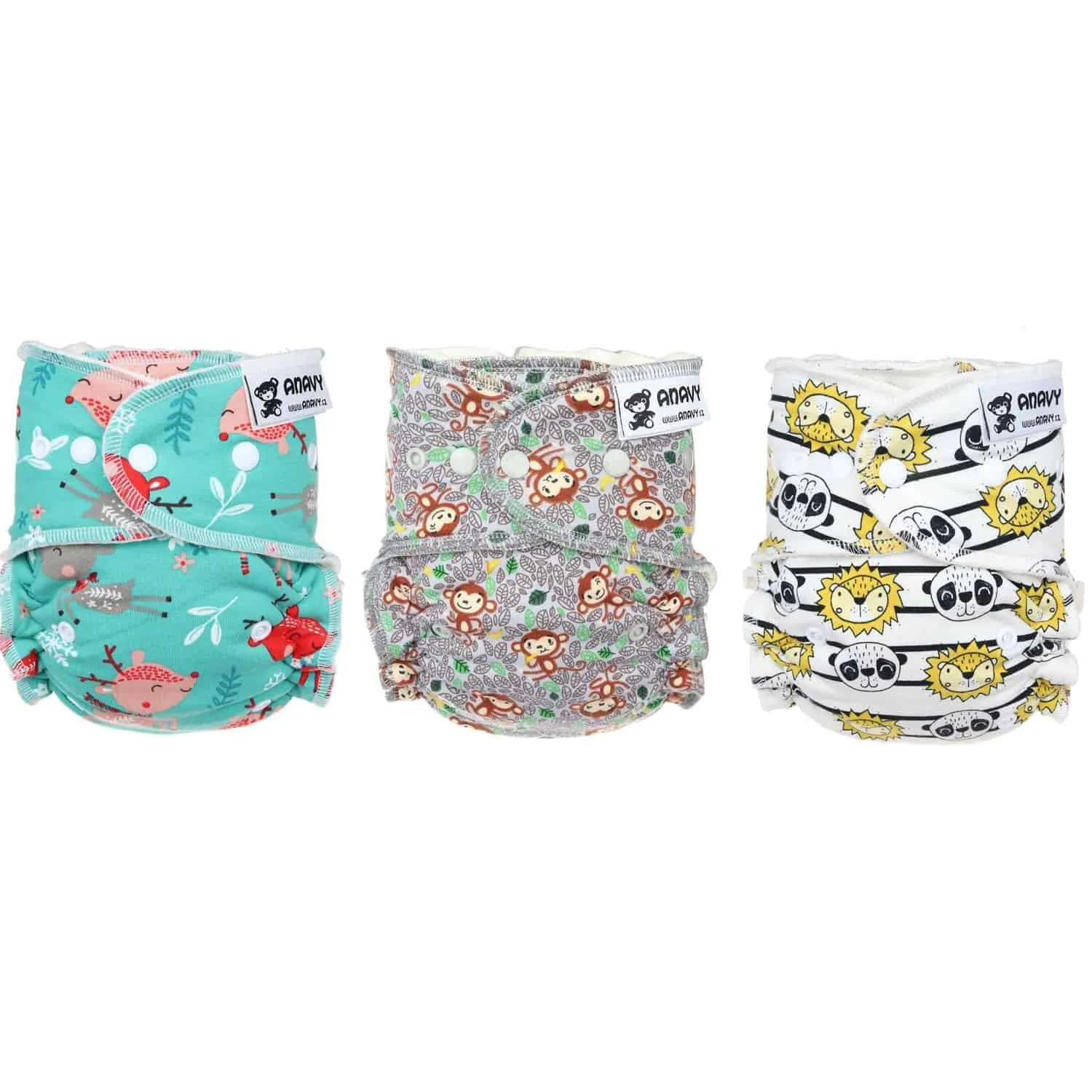 Anavy One Size Sparpaket Höschenwindeln 3 Stück 4-15kg mit Zusatzeinlage freie Motivwahl