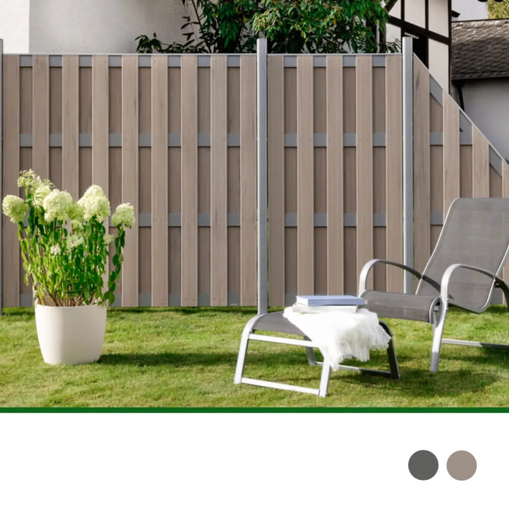 WPC Bretterzaun Jumbo, mit Alu-Riegel – Bild 3