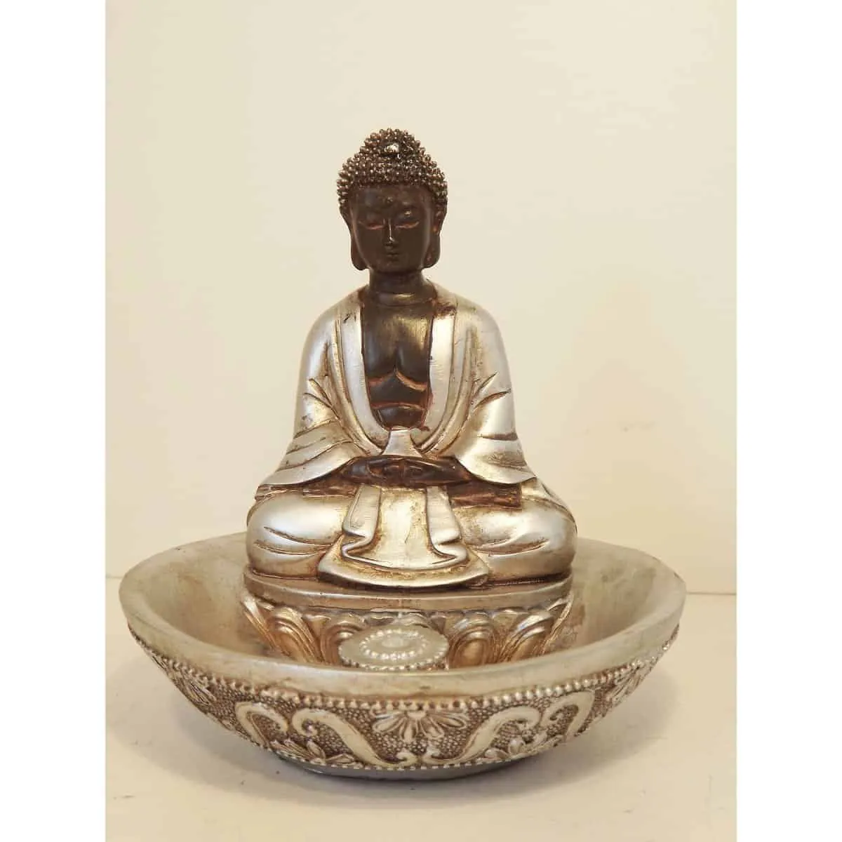 Weihrauchbrenner Buddha schwarz-silber 10cm Weihrauchhalter, Räucherstäbchenhalter