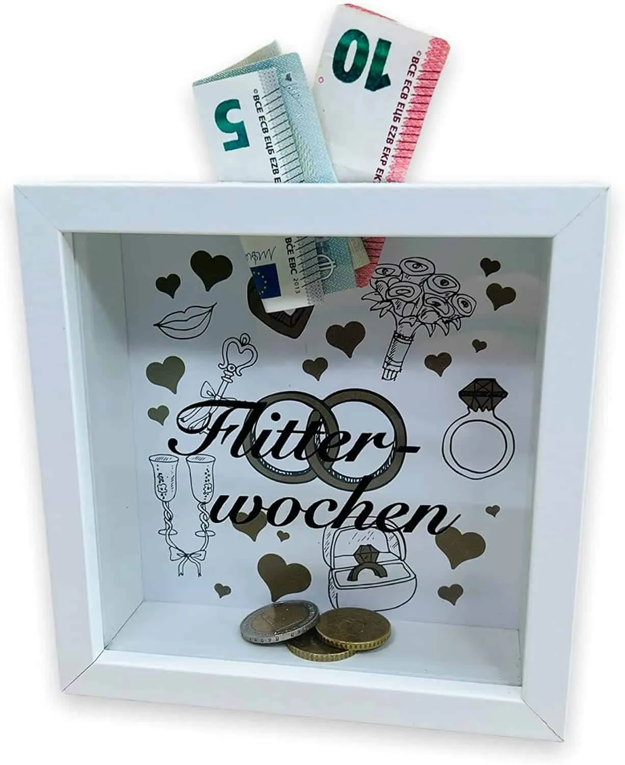 Wiladu Spardose Flitterwochen Hochzeit Sparbüchse Just Married Sparschwein Brautpaar – Bild 4