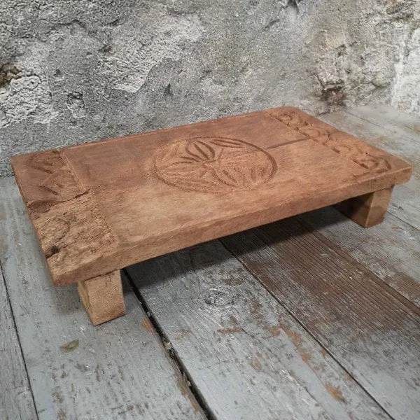 Wiladu Tablett aus Holz 46 x 30 x 6 Antik rustikal mit Ornamenten – Bild 2