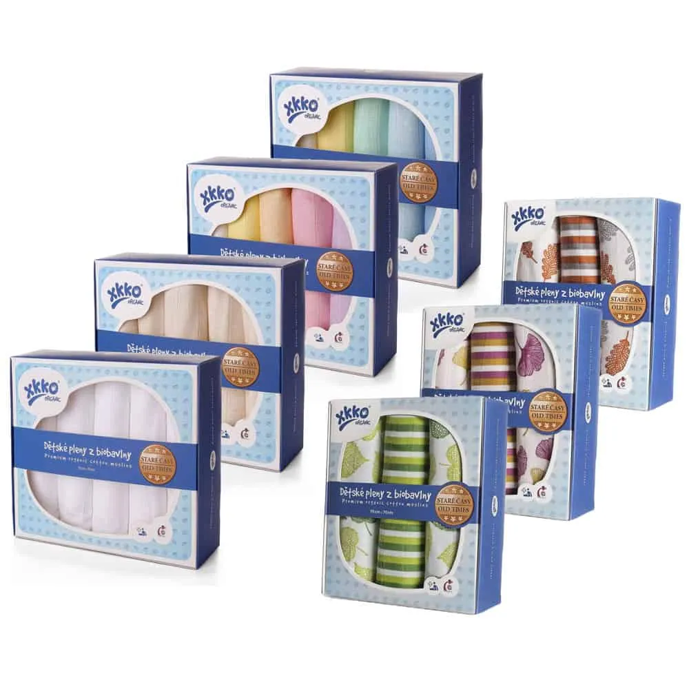 XKKO Alte Zeiten Sparpaket 70×70 Mullwindeln 3er Pack 15 Stück