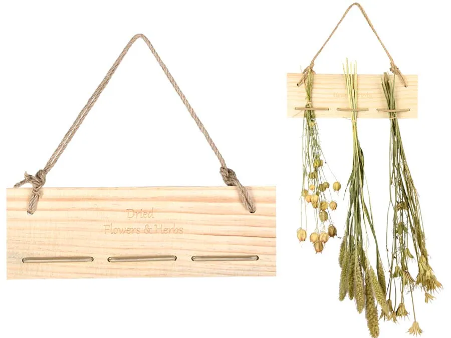 Blumen- und Kräutertrockner aus Holz mit 3 Gummilaschen
