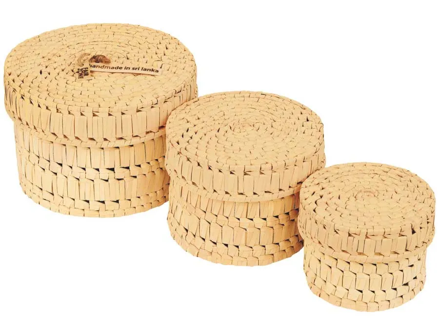 FAIR ZONE Palmyrah Korbset rund, 3er Set – Bild 4