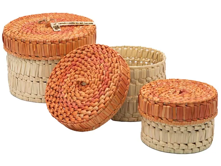 FAIR ZONE Palmyrah Korbset rund, 3er Set – Bild 5