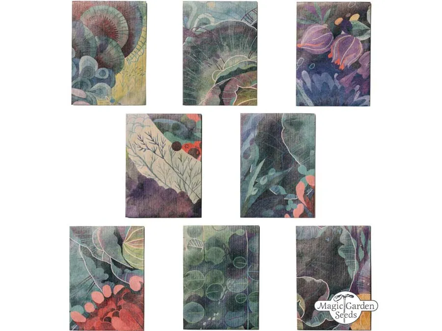 Geschenk- und Samentütchen mit blau-grünen Pflanzenwelt-Motiven, 8 Stück – Bild 2