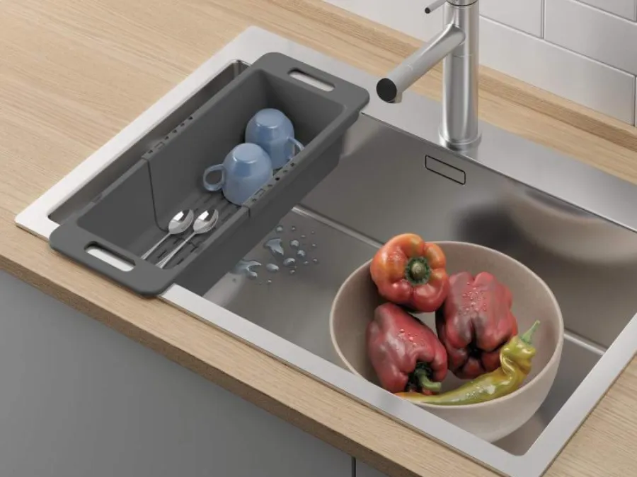 Ausziehbares Abtropfsieb für die Spüle und als Erntehelfer im Garten, Drain-Flex – Bild 4