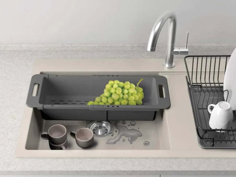 Ausziehbares Abtropfsieb für die Spüle und als Erntehelfer im Garten, Drain-Flex – Bild 2