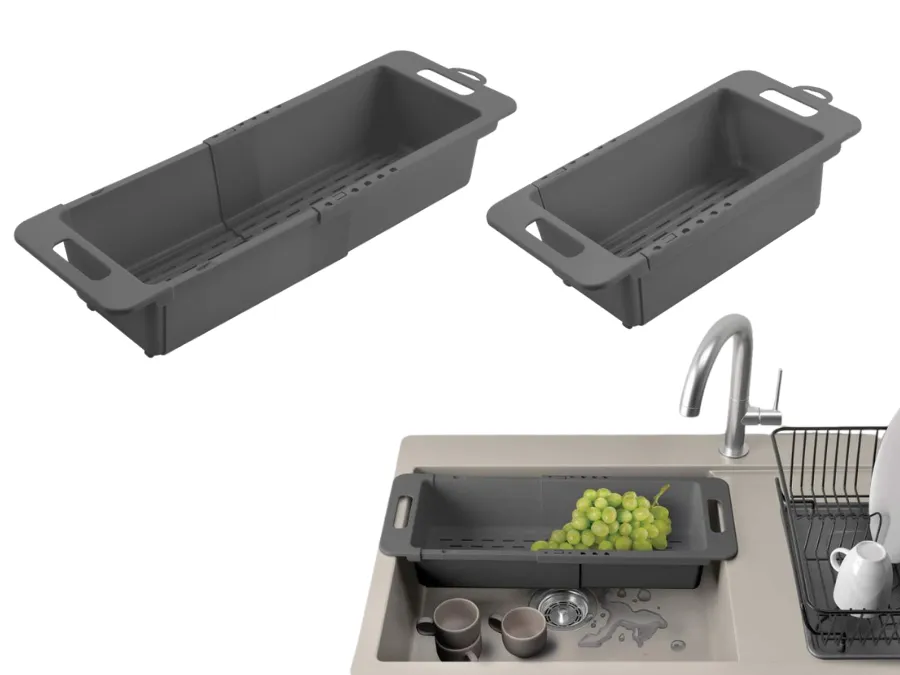 Ausziehbares Abtropfsieb für die Spüle und als Erntehelfer im Garten, Drain-Flex