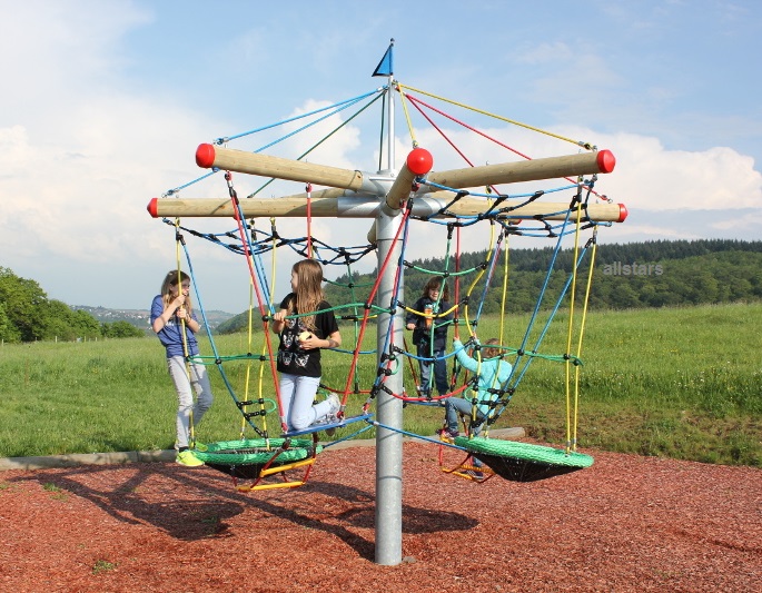 Karussell Nest-Rallye Kinderkarussell Kletterturm Vogelnest Wippe öffentlicher Spielplatz Hally-Gally