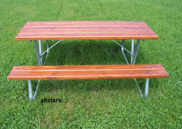 Picknick Bank ohne Holzlatten Tisch und Bänke Set Kombination Gartenmöbel Beckmann – Bild 4