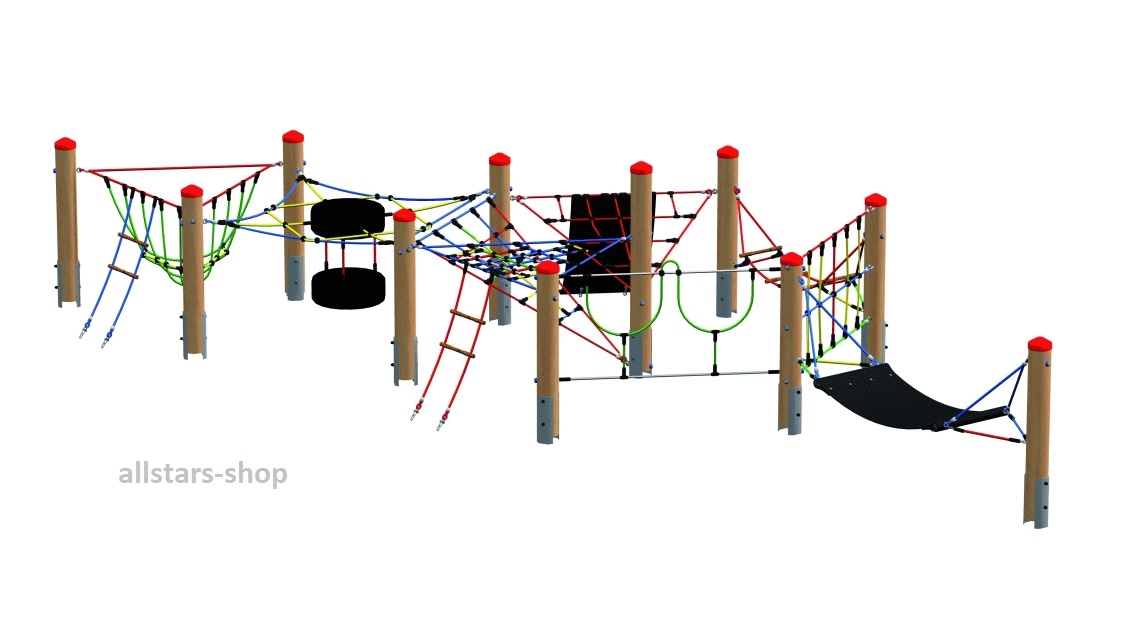 HUCK Wichtelwald Version 1 Mini-Parcours mit Standpfosten Douglasie Kletternetz – Bild 3