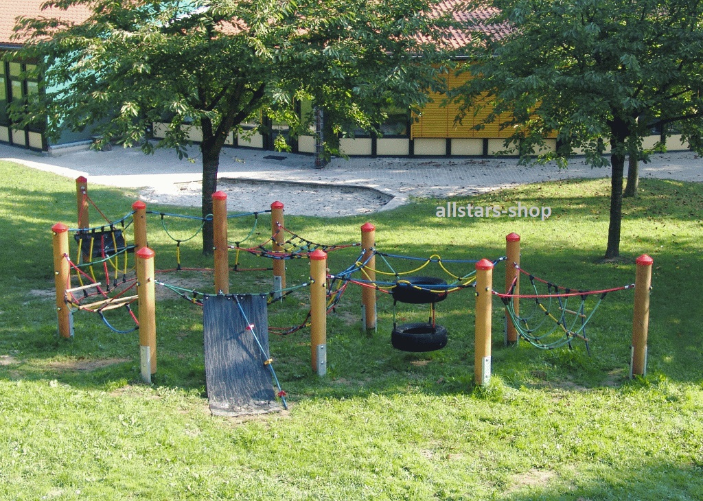 HUCK Wichtelwald Version 1 Mini-Parcours mit Standpfosten Douglasie Kletternetz – Bild 4