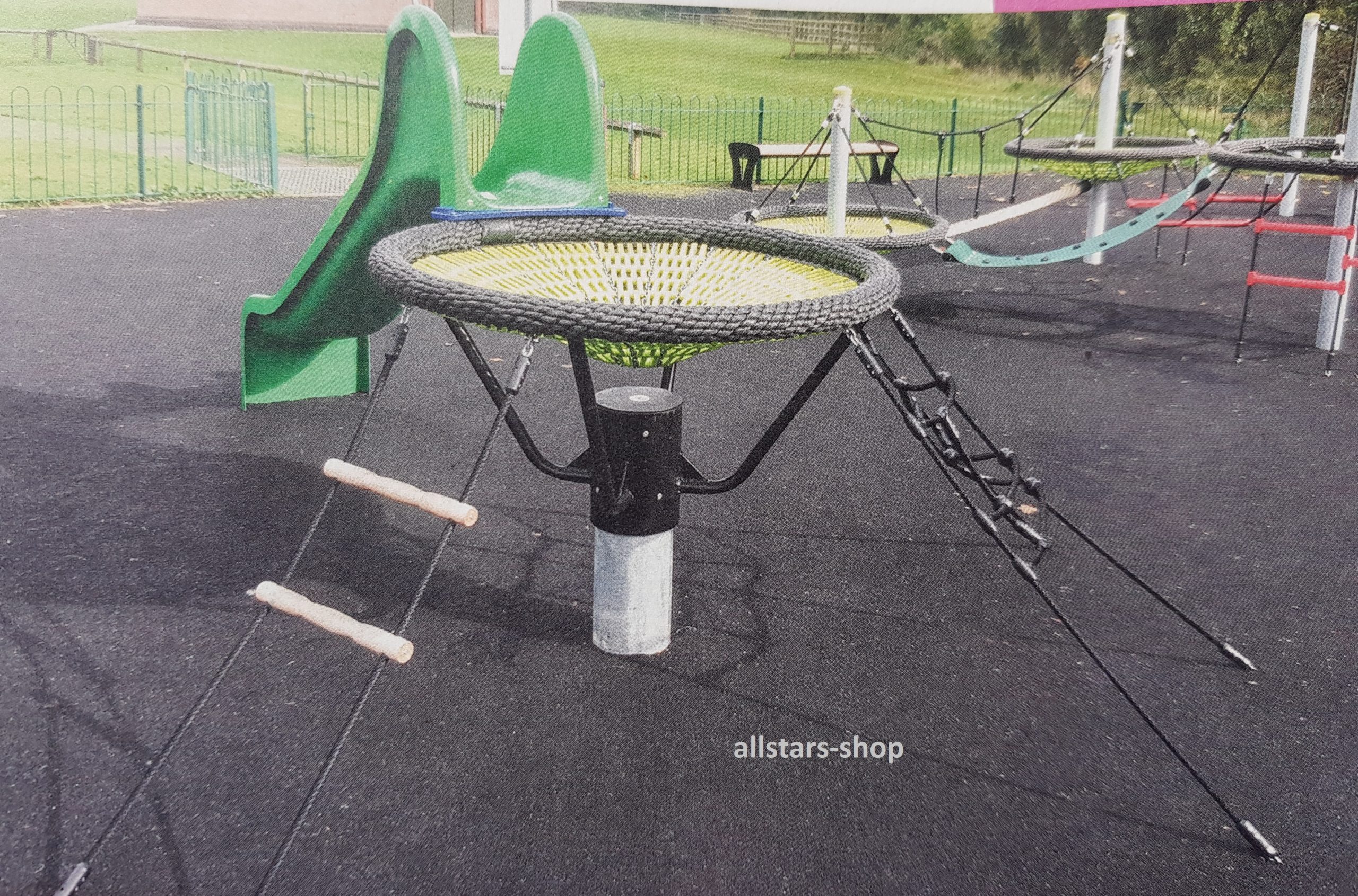 Huck Kletterturm Asslar Spielturm mit Rutsche Vogelnest Kletternetz Stahlpfosten A – Bild 4