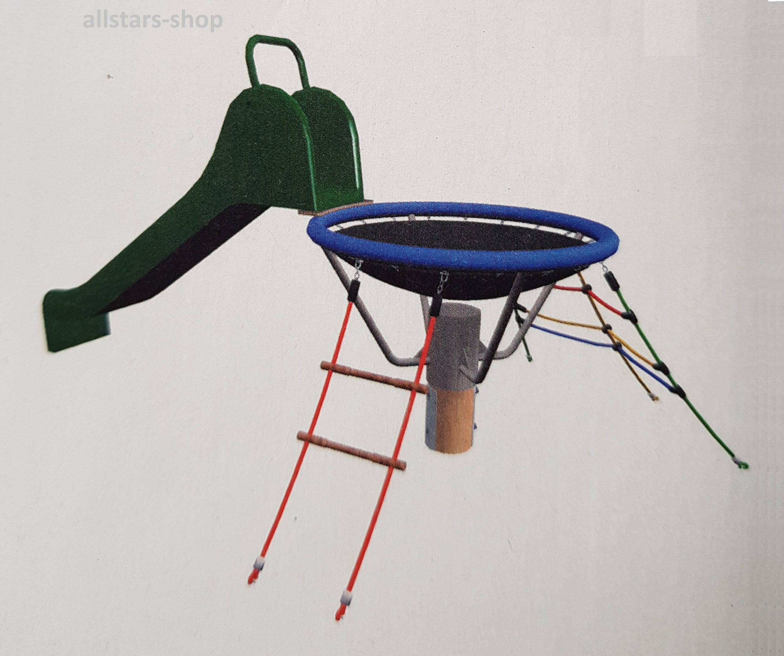 Huck Kletterturm Asslar Spielturm mit Rutsche Vogelnest Kletternetz Stahlpfosten A – Bild 5