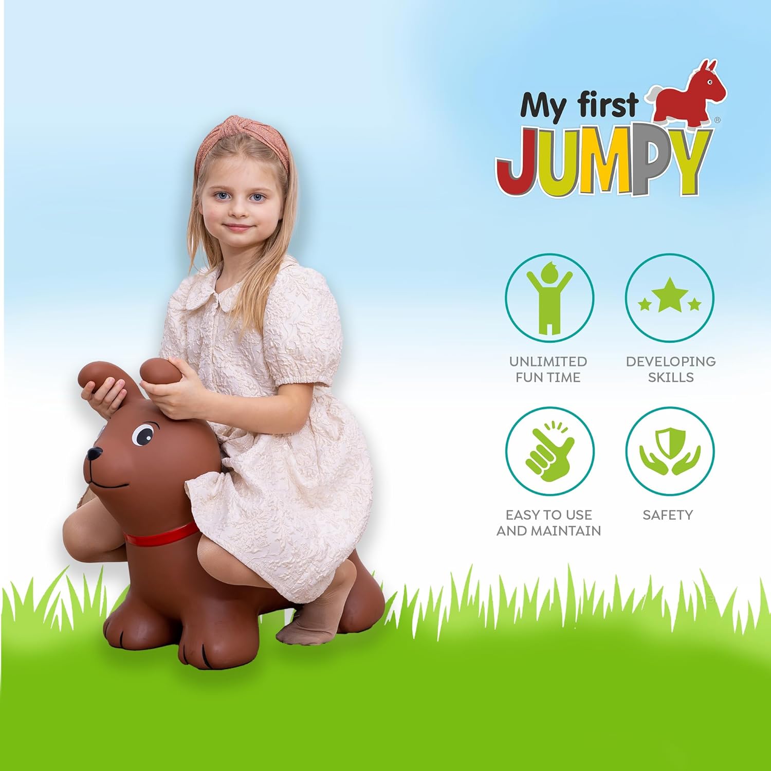 Hüpftier Set Hund+Ferkel+Katze+Kater Hüpfeball Hopser Hüpfgerät Kita allstars – Bild 7