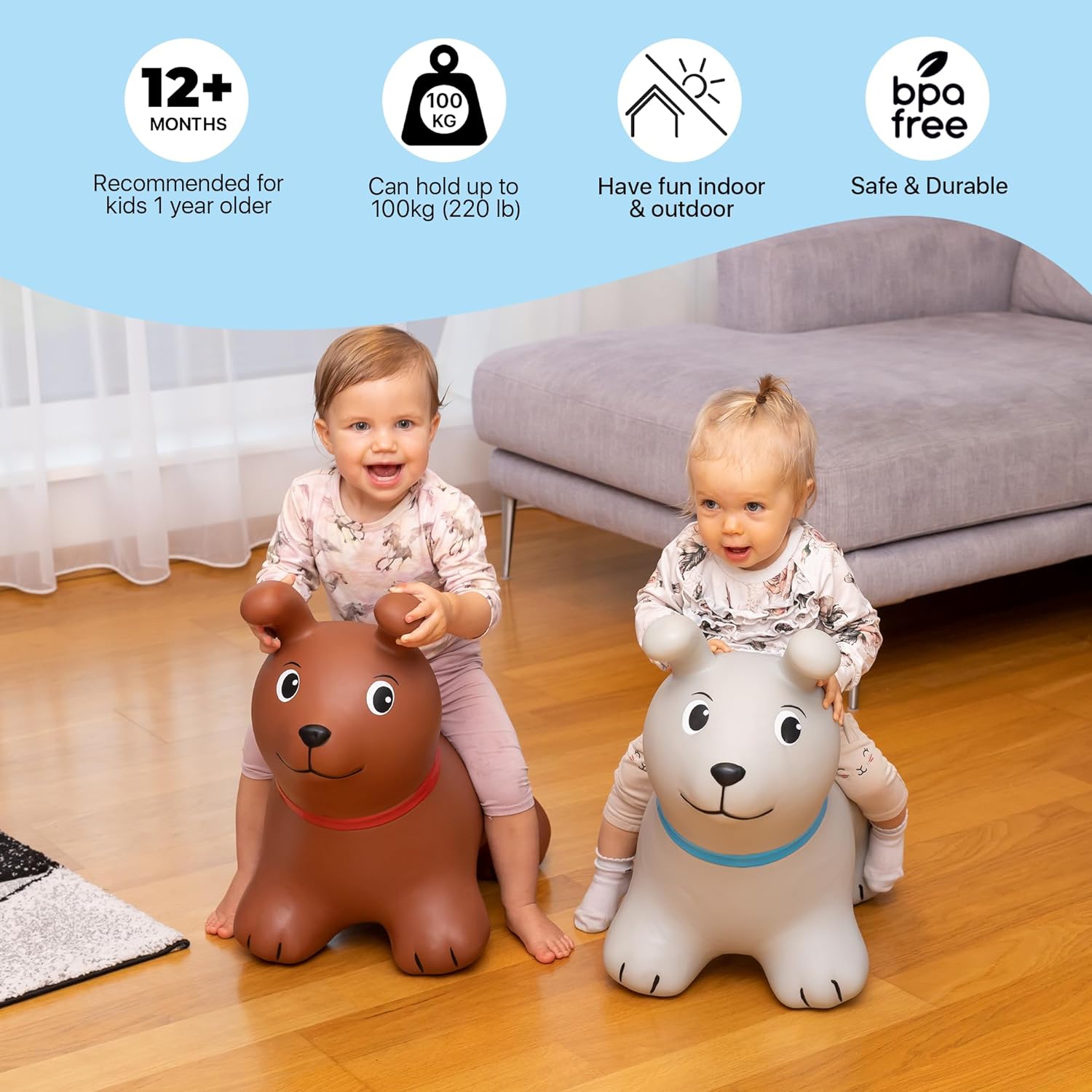 Hüpftier Set Hund+Ferkel+Katze+Kater Hüpfeball Hopser Hüpfgerät Kita allstars – Bild 8