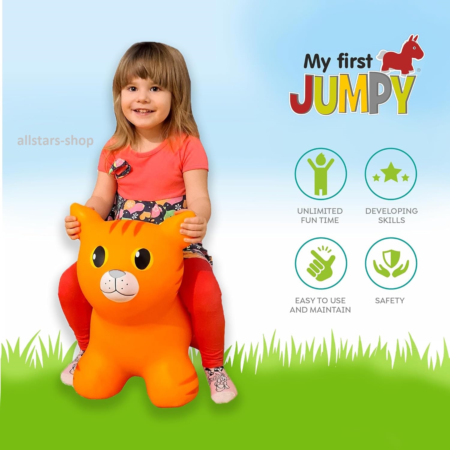 Hüpftier Set Hund+Ferkel+Katze+Kater Hüpfeball Hopser Hüpfgerät Kita allstars – Bild 5