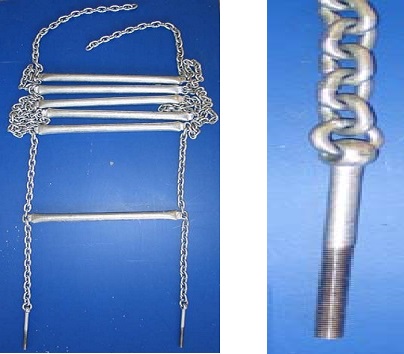 Strickleiter verzinkt stabile Sprossenleiter Sprossen feuerverzinkt L = 3,60 m Br = 42 cm 2 x 70 cm Ankerketten Beckmann – Bild 3