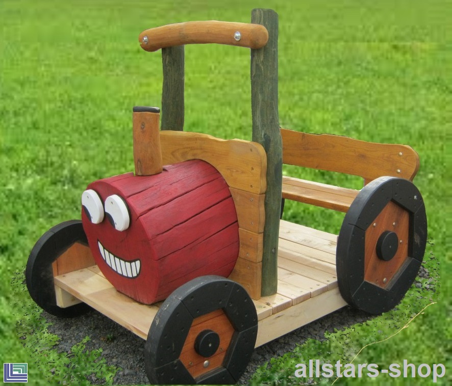 Traktor Bull Midi kleiner Trecker aus Eiche und Robinie für die schon größeren im Kindergarten