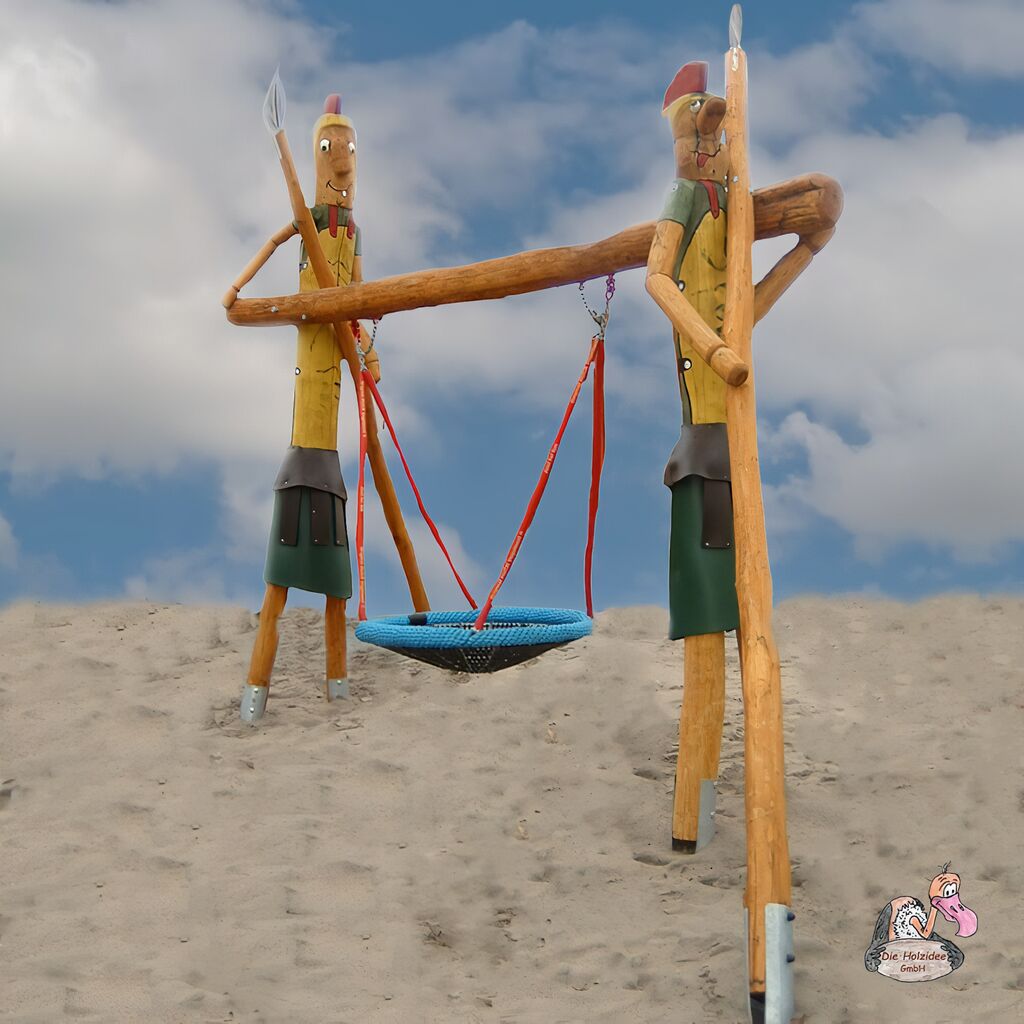 Zweierschaukel „Römerschaukel“ + Nestschaukel Holzschaukel Robinie Eiche Schaukel Holzidee