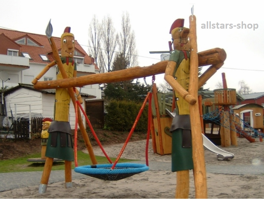 Zweierschaukel „Römerschaukel“ + Nestschaukel Holzschaukel Robinie Eiche Schaukel Holzidee – Bild 2