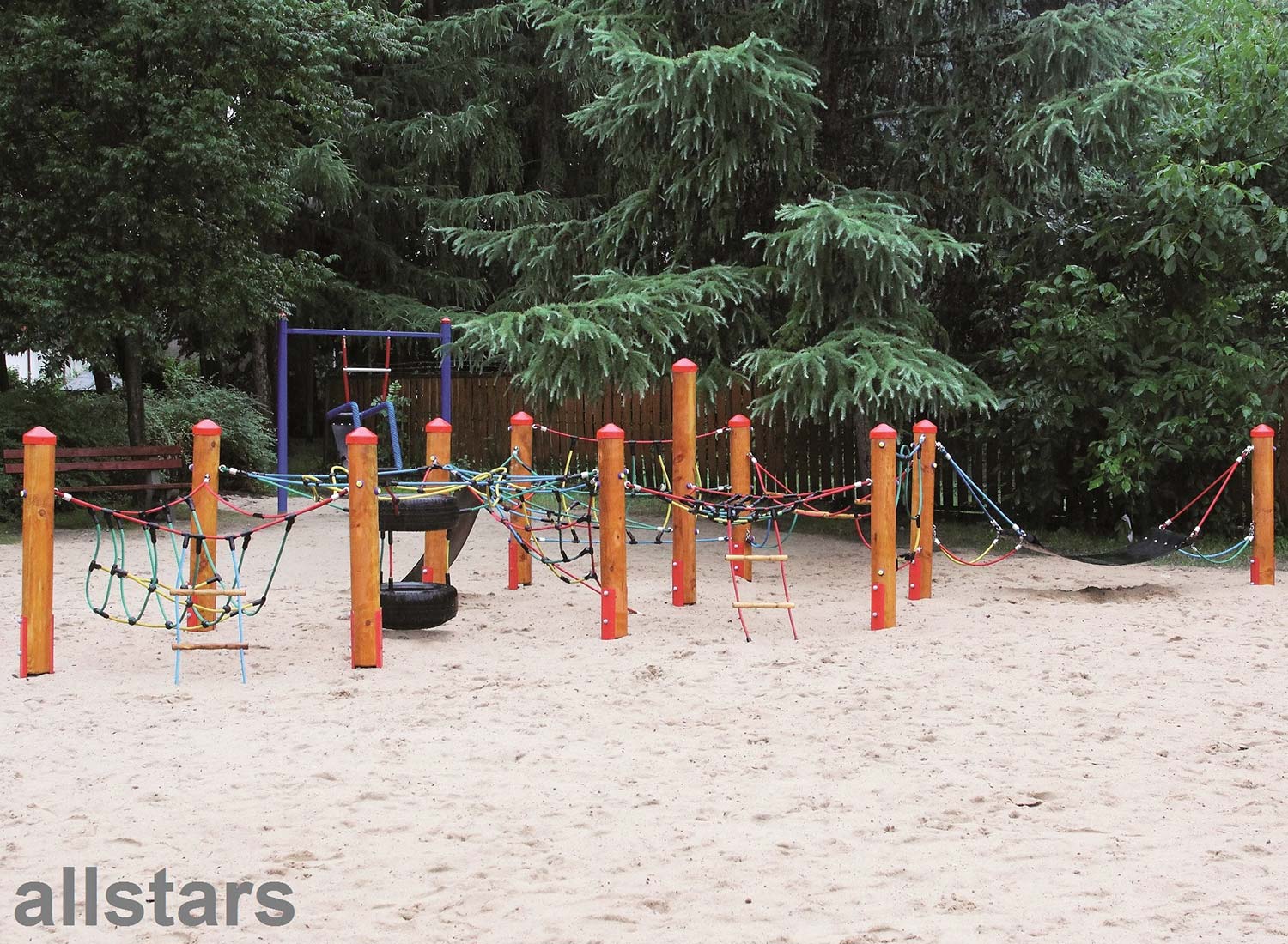 HUCK Wichtelwald Version 1 Mini-Parcours mit Standpfosten Douglasie Kletternetz