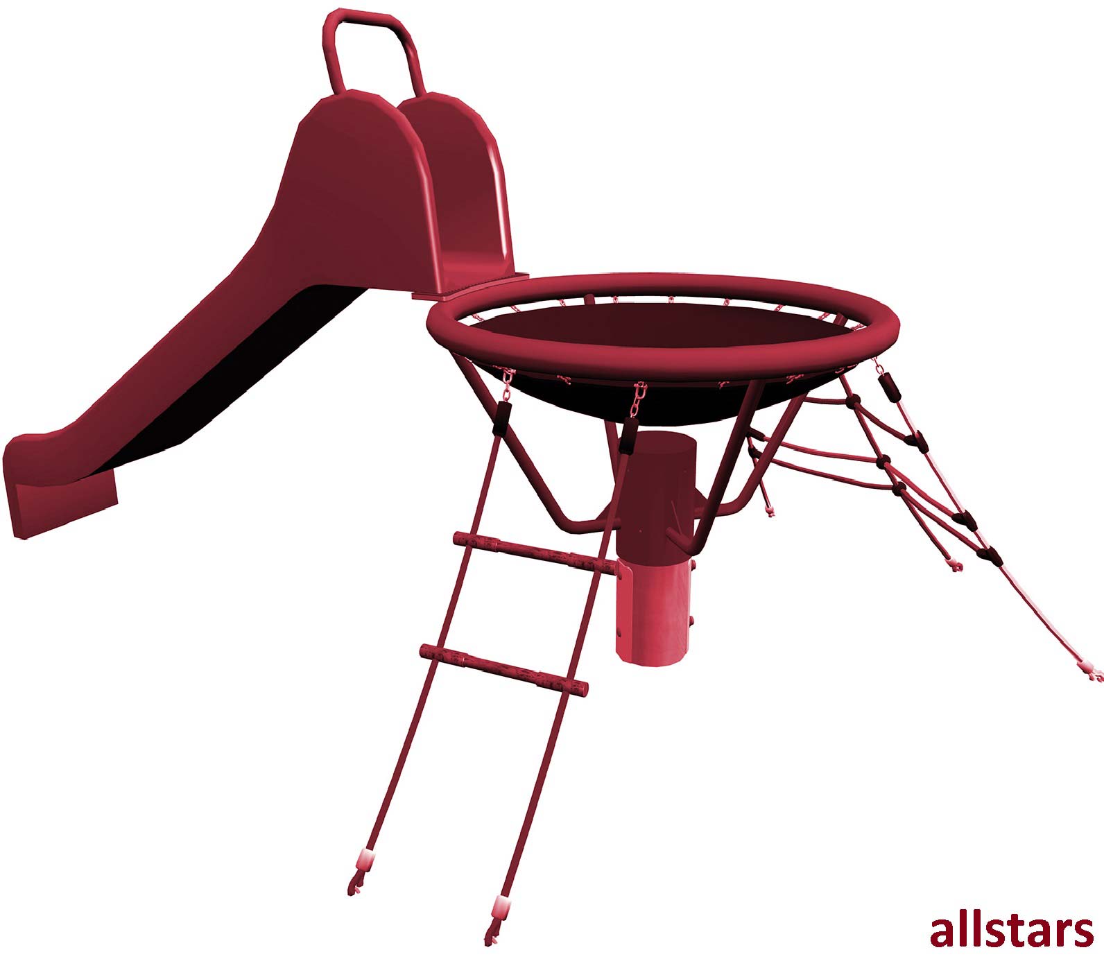 Huck Kletterturm Asslar Spielturm mit Rutsche Vogelnest Kletternetz Stahlpfosten A – Bild 2