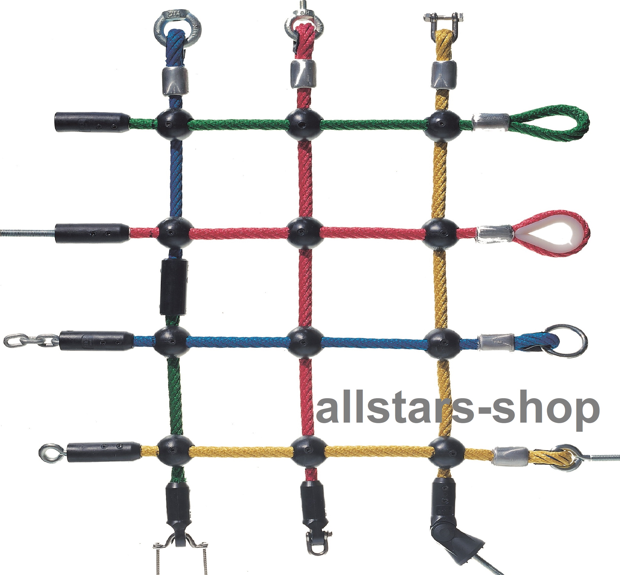 Kletternetz mit Kunststoff-Knotenkugel Herkulesseil 1 m² Ø 16 mm MW 30 cm mit Stahleinlage Huck – Bild 3