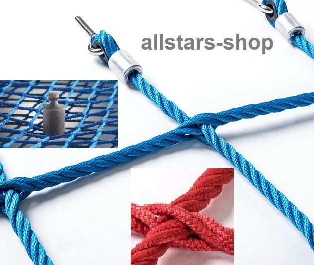 Kletternetz aus Herkulesseil mit Kreuzstich-Knotenverbindung 4 m² Ø 16 mm MW 50 cm mit Stahllitzen Huck