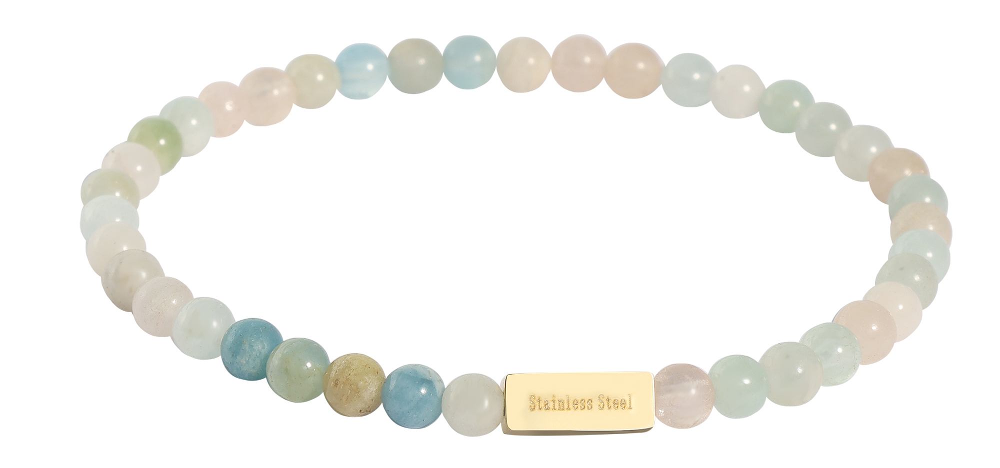 Akzent Kugelarmband, Naturstein (morganite), gravurfähiges Edelstahlelement 5030574 – Bild 2