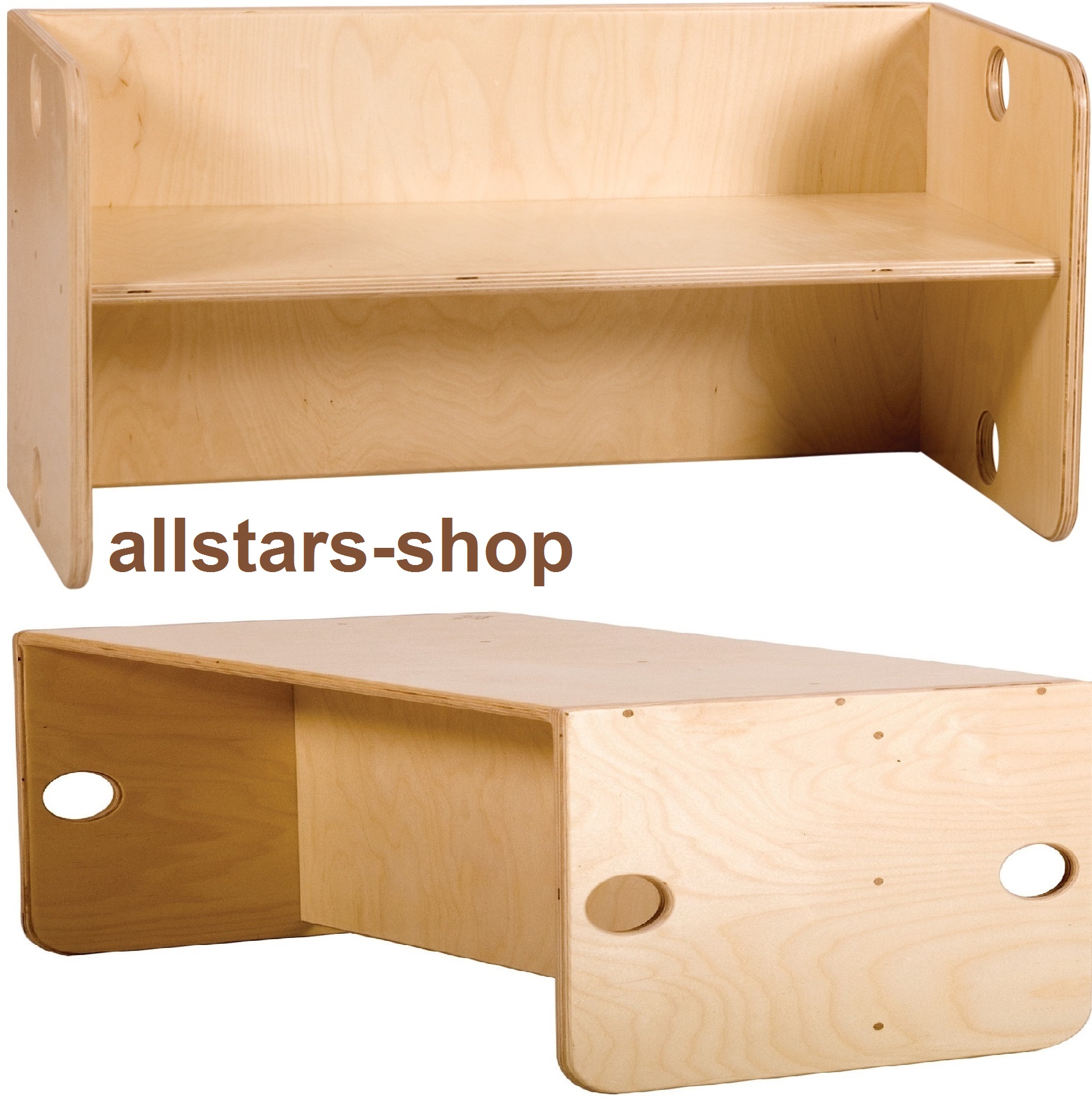 Allstars Bank Sitzbank wandelbar zur Kinder Sitzgarnitur hochwertig aus Birkenholz – Bild 2