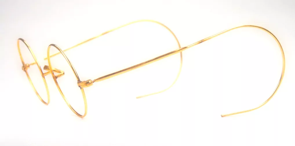 Runde Brille aus Golddoublé mit Gespinstbügeln, feine Komfortbügel – Bild 2