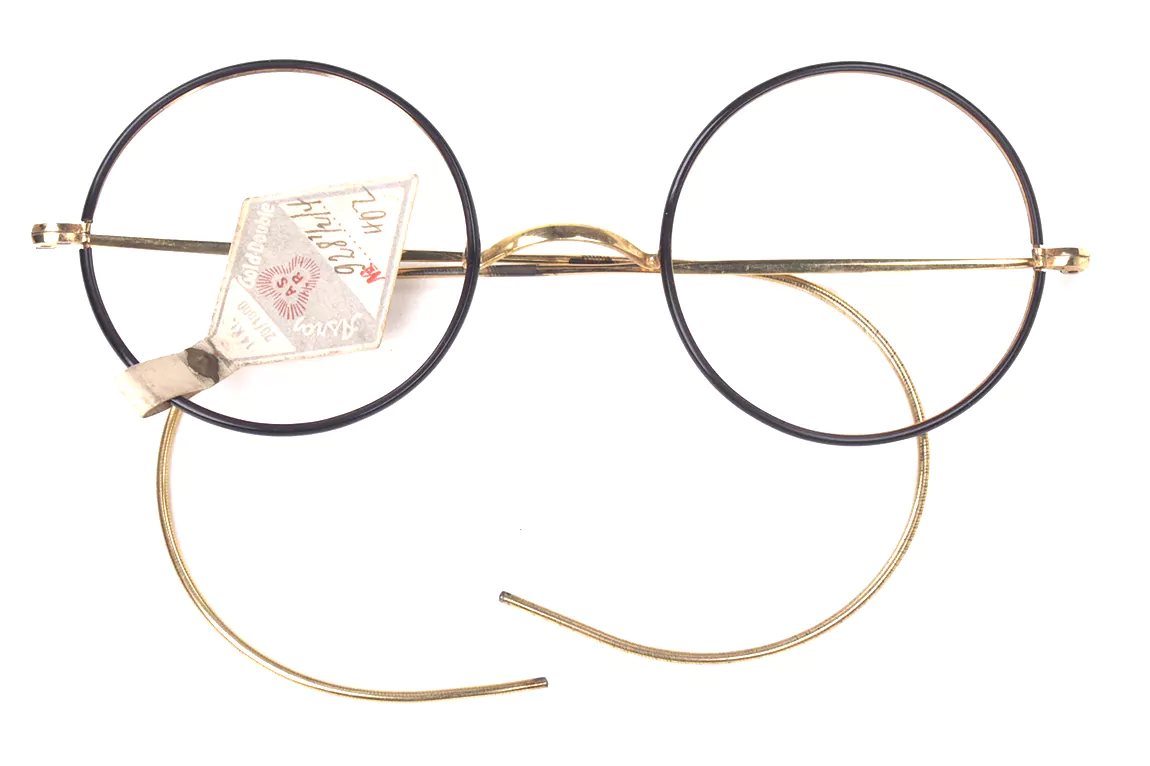 Runde Golddoublé Brille mit Windsorrändern und Komfortbügel