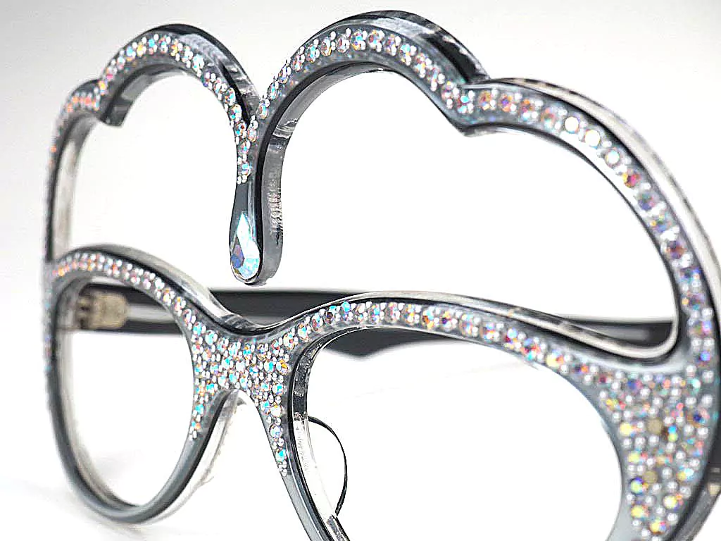 Hochzeitsbrille, Schmuckbrille mit viel Strass, extravatante Brille ein glitzerndes Einzelstück – Bild 3