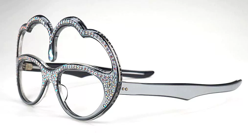 Hochzeitsbrille, Schmuckbrille mit viel Strass, extravatante Brille ein glitzerndes Einzelstück – Bild 2