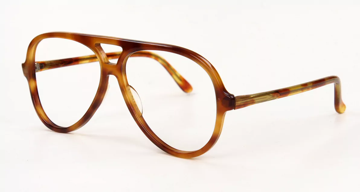 Siebziger Jahre echte Vintagebrille mit Doppelsteg in havanna